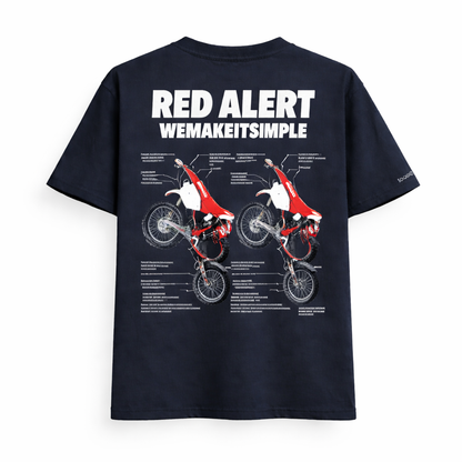 RED ALERT BLACK OVERSIZED T-SHIRT
