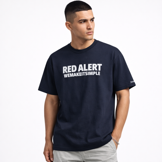 RED ALERT BLACK OVERSIZED T-SHIRT
