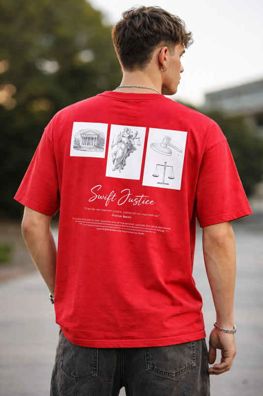 JUSTICE RED OVERSIZED T-SHIRT